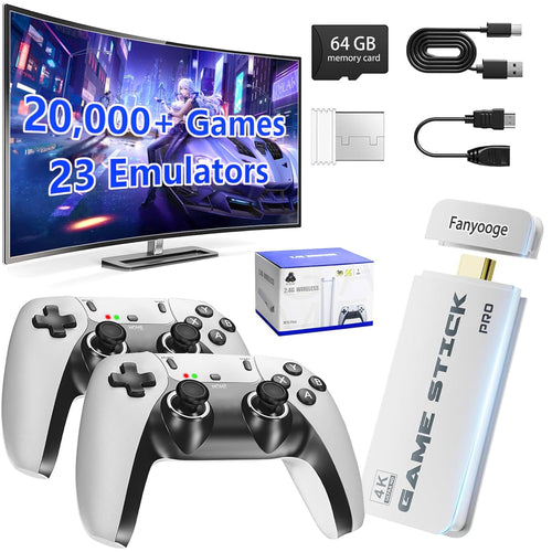 Retro game console with two wireless controllers